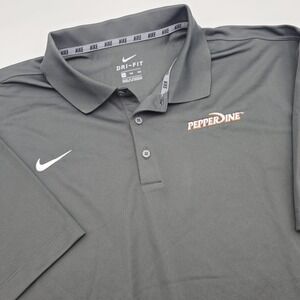 Pepperdine Waves Polo Shirt Men's 2XL Gray NCAA Short Sleeve Nike Dri Fit